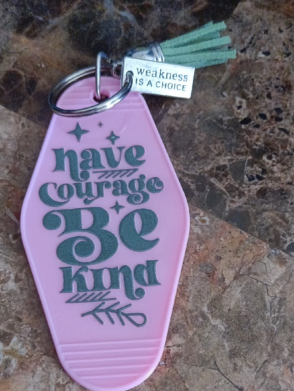 Pink Keychain with Inspirational Message Motel Key